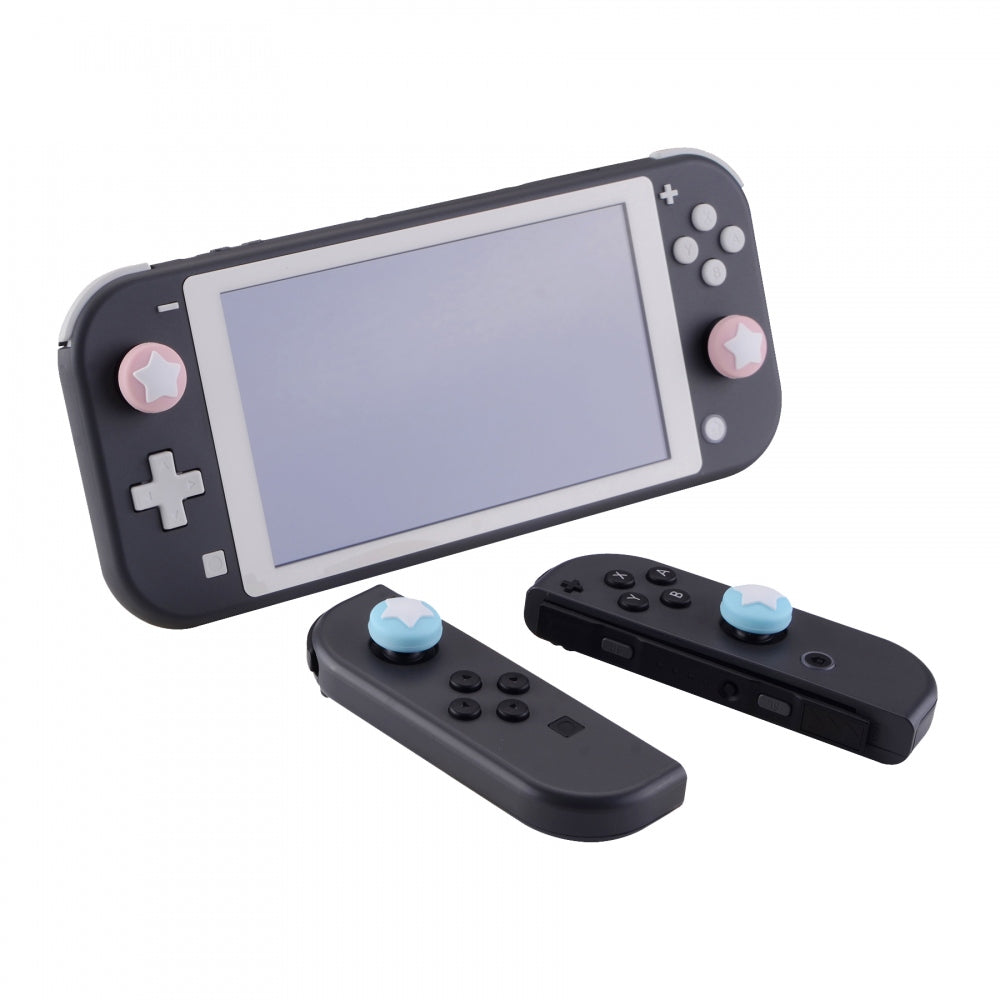 PlayVital Star Design Cute Switch Thumb Grip Caps, Cherry Blossoms & Heaven Blue Joystick Caps for Nintendo Switch Lite, Silicone Analog Cover for Switch OLED Joycon Thumb Stick Grips for Joy-Con Controller - NJM1001 PlayVital