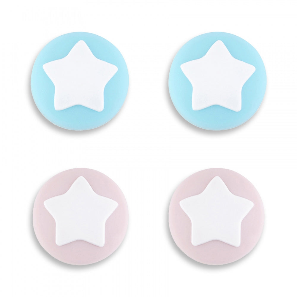 PlayVital Star Design Cute Switch Thumb Grip Caps, Cherry Blossoms & Heaven Blue Joystick Caps for Nintendo Switch Lite, Silicone Analog Cover for Switch OLED Joycon Thumb Stick Grips for Joy-Con Controller - NJM1001 PlayVital