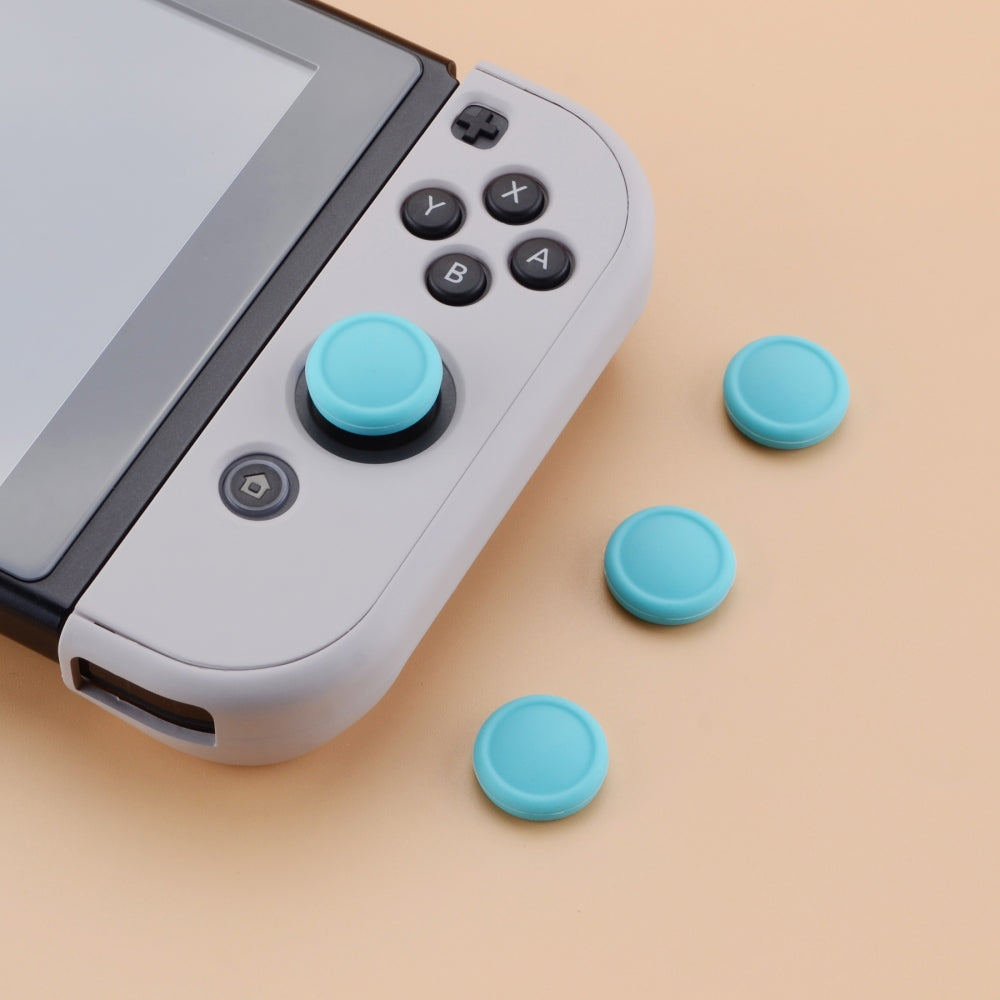PlayVital Switch Joystick Caps, Switch Lite Thumb Stick Caps, Silicone Analog Cover for Switch OLED Joycon Thumb Grip Rocker Caps for Nintendo Switch Joy-Con Controller & Switch Lite & Switch OLED, 4 Pcs Bondi Blue - NJM1020 PlayVital