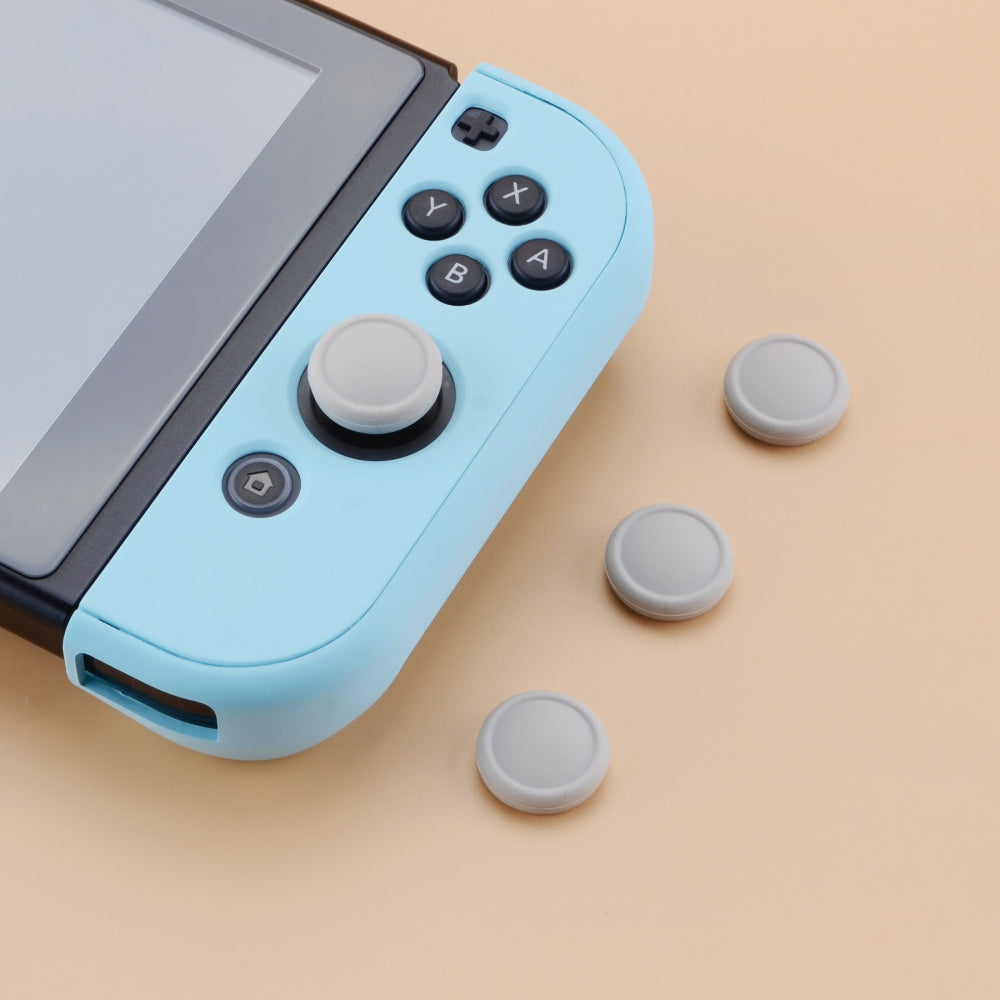 PlayVital Switch Joystick Caps, Switch Lite Thumb Stick Caps, Silicone Analog Cover for Switch OLED Joycon Thumb Grip Rocker Caps for Nintendo Switch Joy-Con Controller & Switch Lite & Switch OLED, 4 Pcs Light Gray - NJM1021 PlayVital