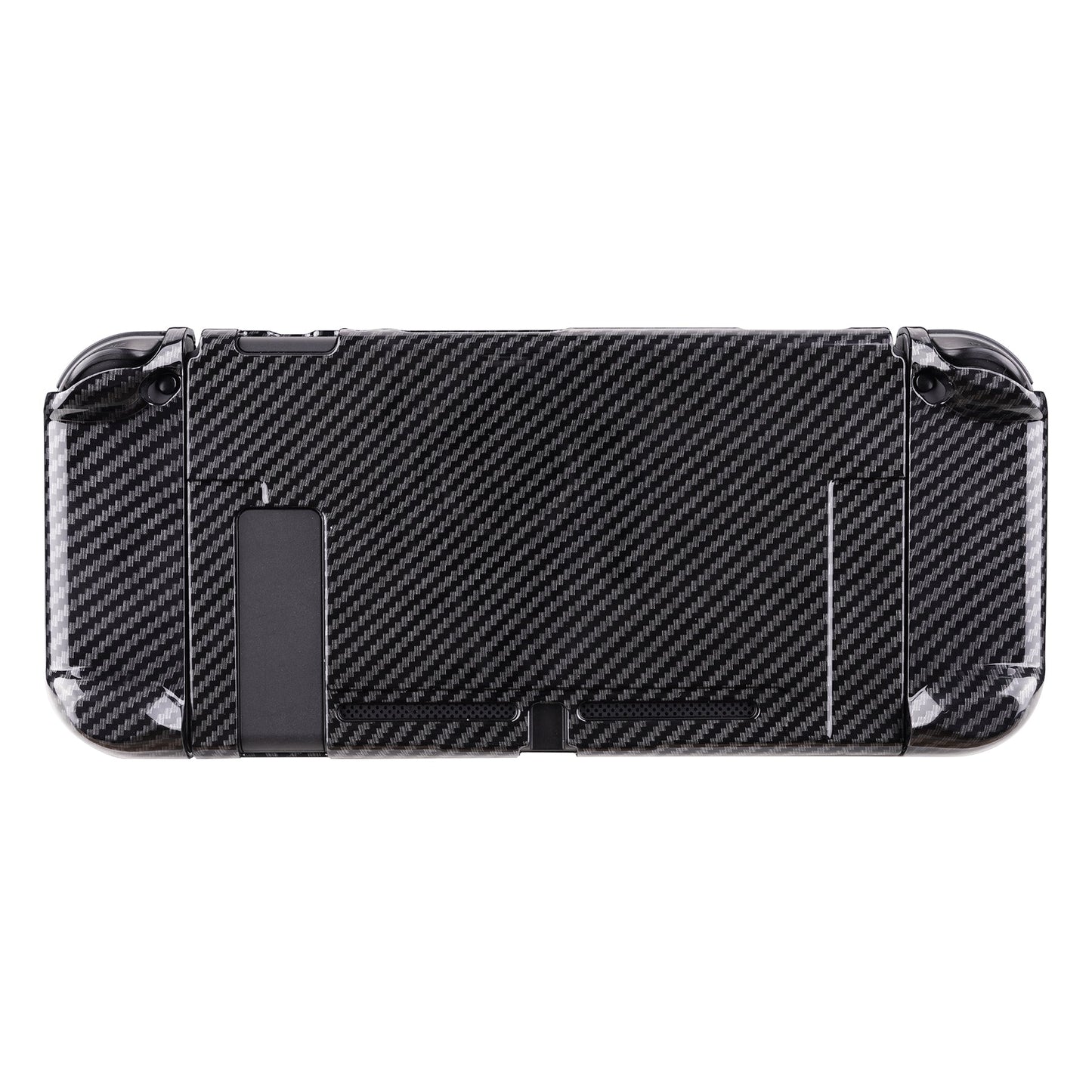 PlayVital Graphite Carbon Fiber Pattern Back Cover for NS Switch Console, NS Joycon Handheld Controller Separable Protector Hard Shell, Customized Dockable Protective Case for NS Switch - NTS201 PlayVital