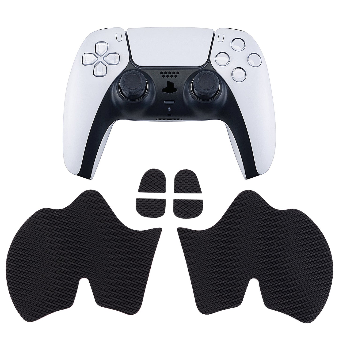 PlayVital Armored Edition Anti-Skid Sweat-Absorbent Controller Grip for PS5, Professional Textured Soft Rubber Pads Handle Grips for PS5 Controller with Shoulder Button Trigger Stickers - PFPJ049 PlayVital
