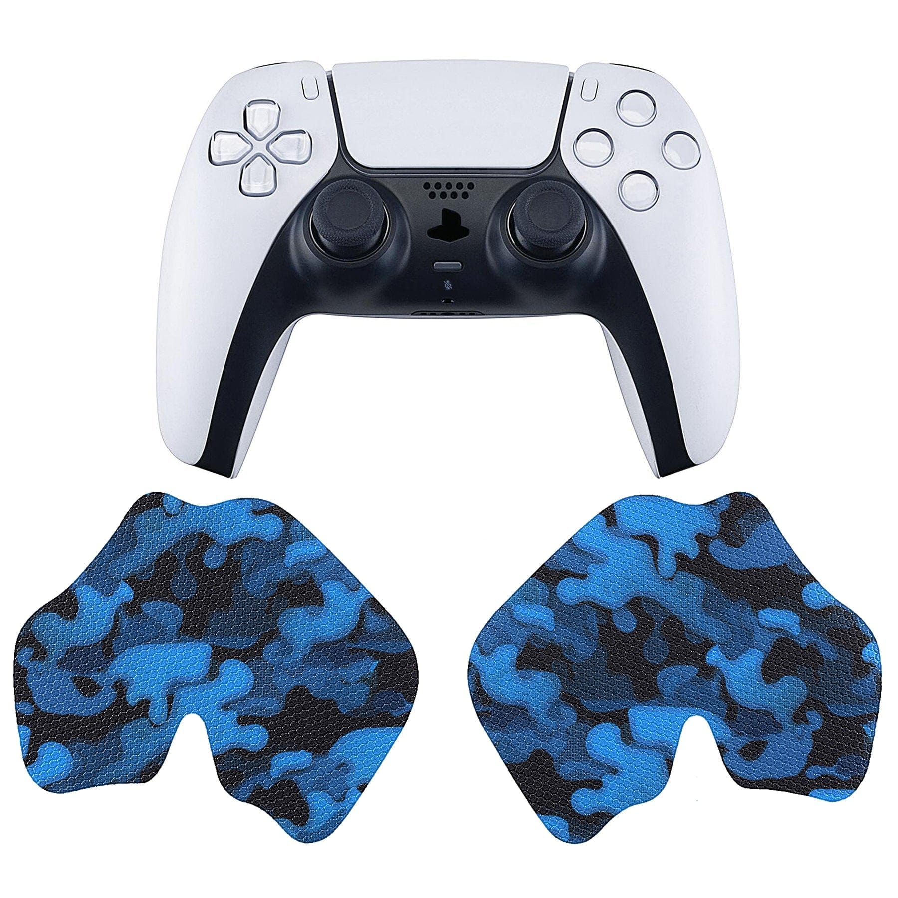 PlayVital Anti-Skid Sweat-Absorbent Controller Grip for PS5 Controller, Professional Textured Soft Rubber Pads Handle Grips for PS5 Controller - Black Blue Camouflage - PFPJ063 PlayVital