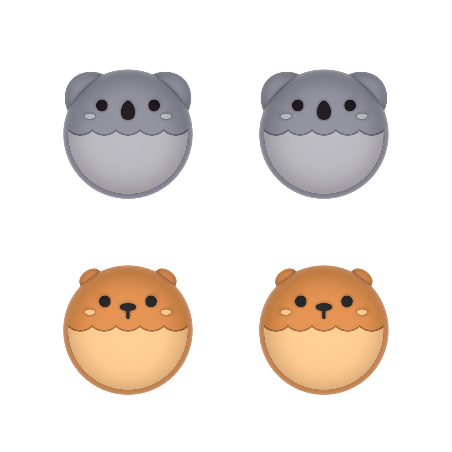 PlayVital Cute Thumb Grip Caps for ps5/4 Controller, Silicone Analog Stick Caps Cover for Xbox Series X/S, Thumbstick Caps for Switch Pro Controller - Brown Bear & Koala - PJM3001 PlayVital