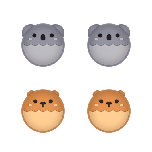 PlayVital Cute Thumb Grip Caps for ps5/4 Controller, Silicone Analog Stick Caps Cover for Xbox Series X/S, Thumbstick Caps for Switch Pro Controller - Brown Bear & Koala - PJM3001 PlayVital