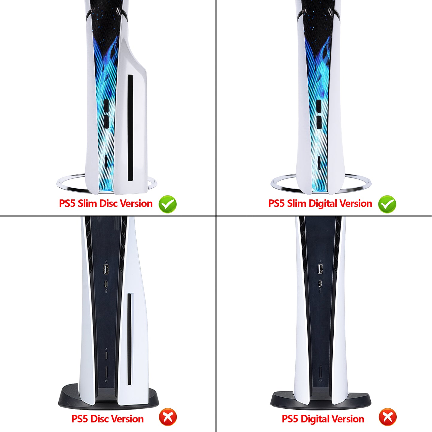 PlayVital 12 in-1 ダストフィルター for PS5 Slim コンソール ディスク & デジタル ダストカバーキット、アンチダストカバーネット & シリコンプラグ付き【ブルーフレイム】