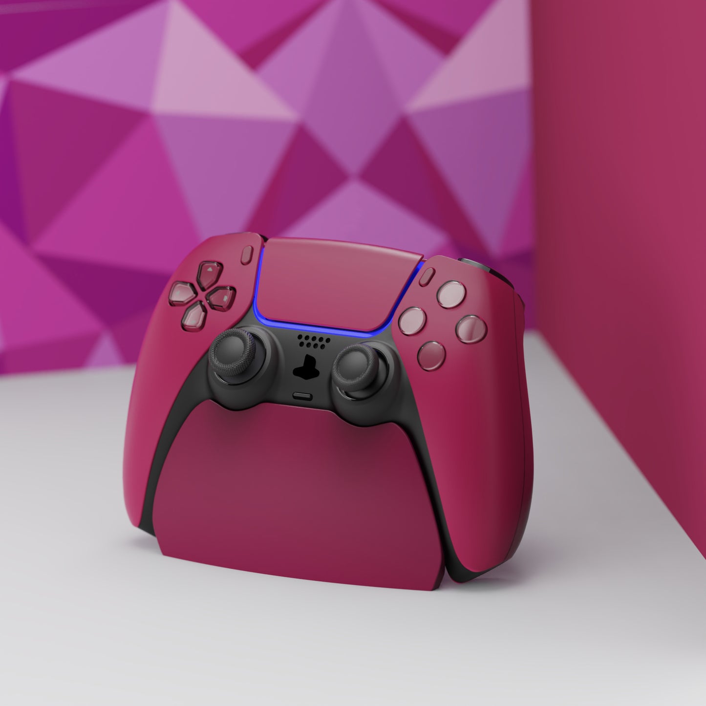 PlayVital 2セット ps5コントローラー対応用ディスプレイスタンド、デュアルセンス5対応収納スタンド、ps5コントローラー対応用机収納スタンド、スタンドホルダー、滑り止めラバーパッド付き【レッド】