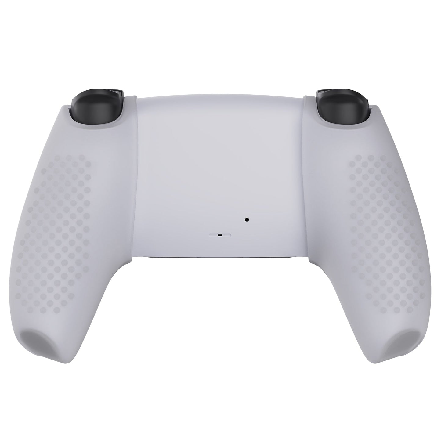 PlayVital 3D Studded Edition Anti-Slip Silicone Cover Skin with Thumb Grip Caps for PS5 Wireless Controller, Compatible with Charging Station - Clear White - TDPF026 PlayVital