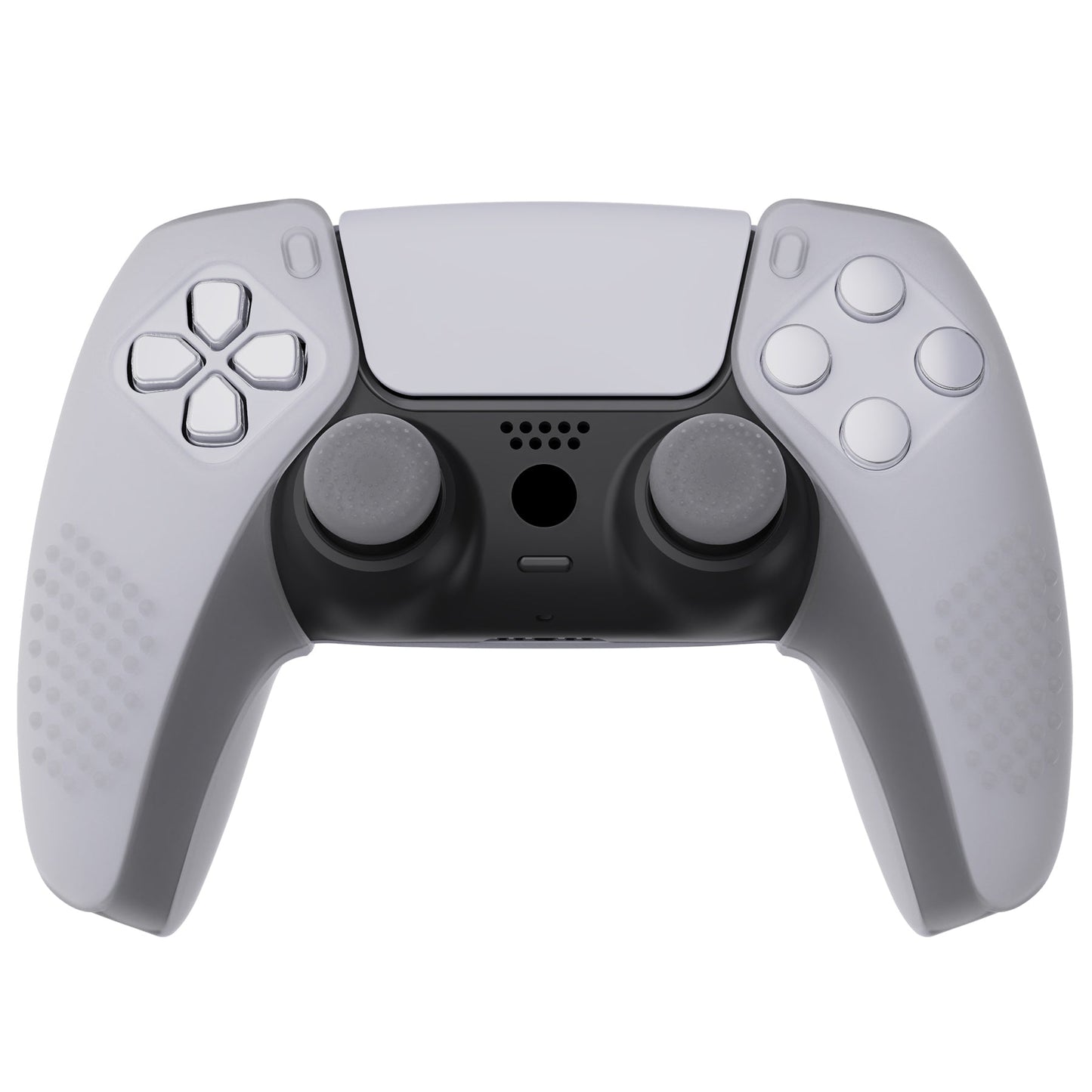 PlayVital 3D Studded Edition Anti-Slip Silicone Cover Skin with Thumb Grip Caps for PS5 Wireless Controller, Compatible with Charging Station - Clear White - TDPF026 PlayVital