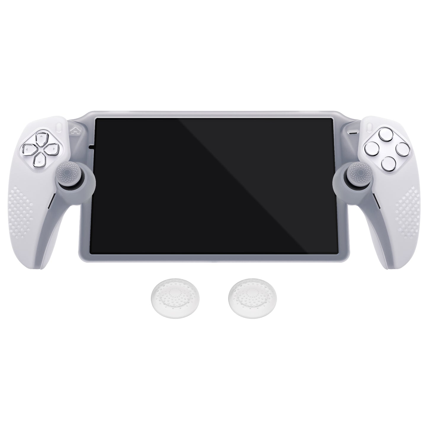 PlayVital 3D スタッドエディション 滑り止めシリコン保護ケース サムグリップ付き PS Portal リモート プレーヤー用【クリア ホワイト】