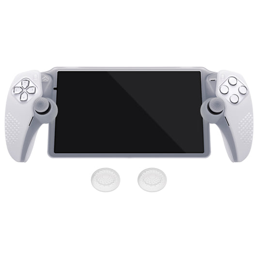 PlayVital 3D スタッドエディション 滑り止めシリコン保護ケース サムグリップ付き PS Portal リモート プレーヤー用【クリア ホワイト】