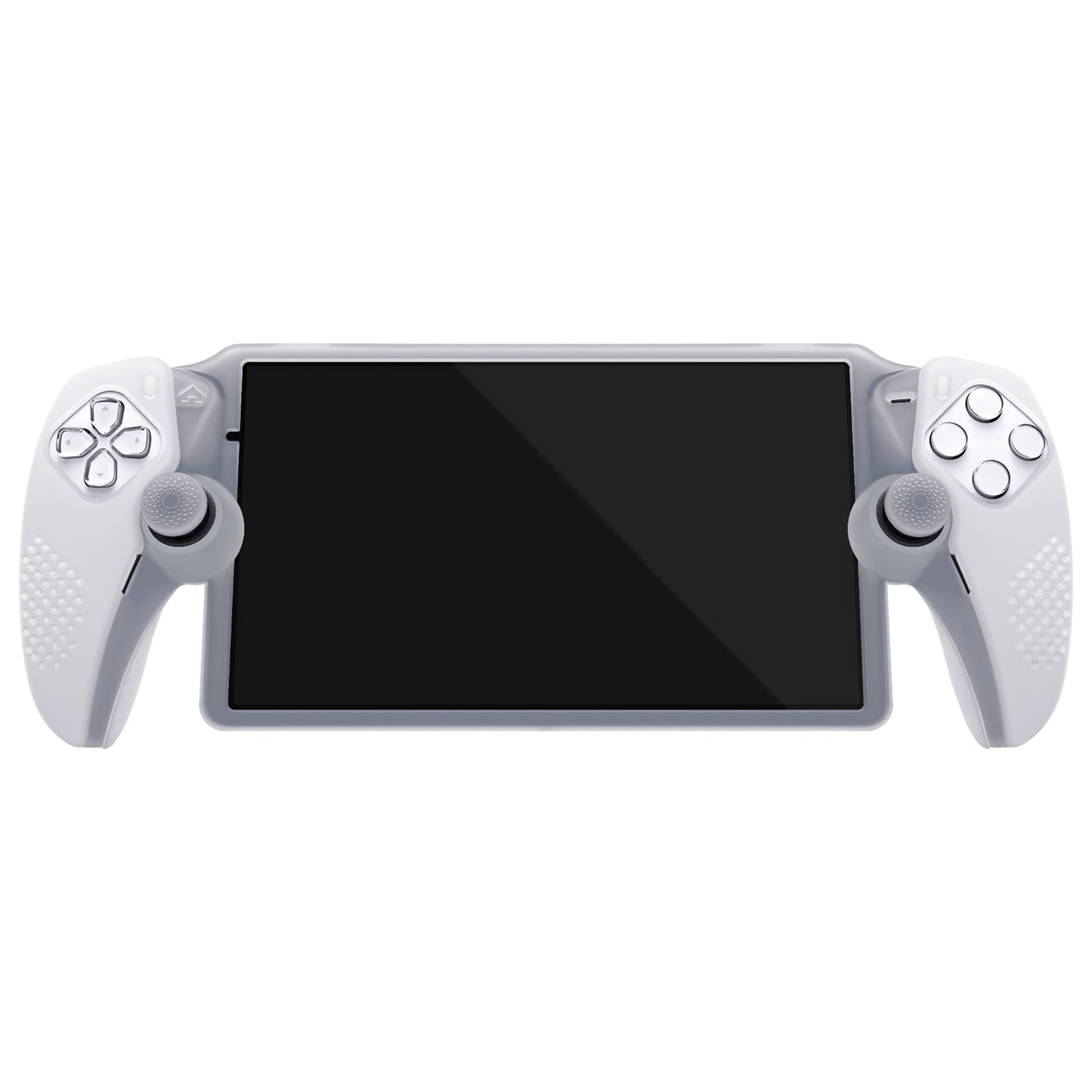 PlayVital 3D スタッドエディション 滑り止めシリコン保護ケース サムグリップ付き PS Portal リモート プレーヤー用【クリア ホワイト】