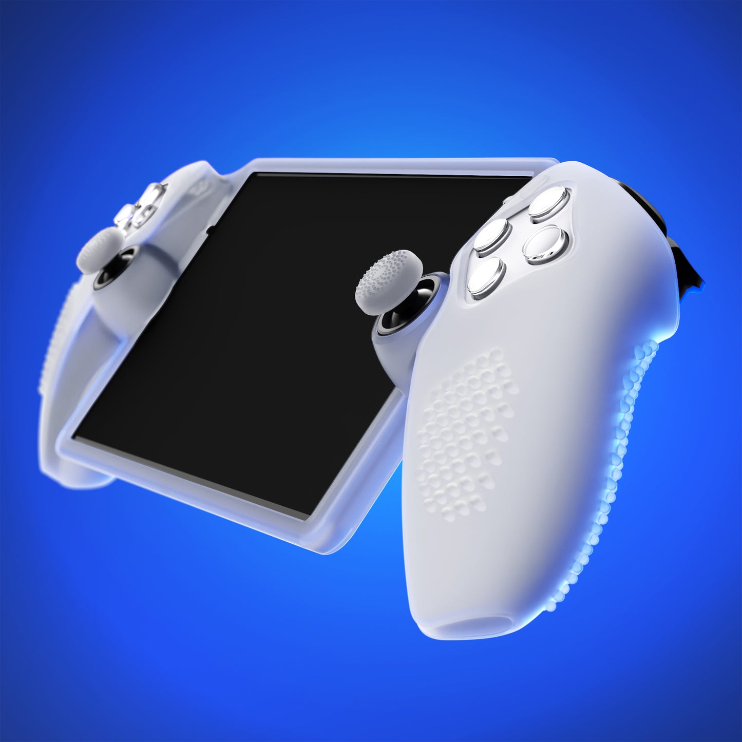 PlayVital 3D スタッドエディション 滑り止めシリコン保護ケース サムグリップ付き PS Portal リモート プレーヤー用【クリア ホワイト】