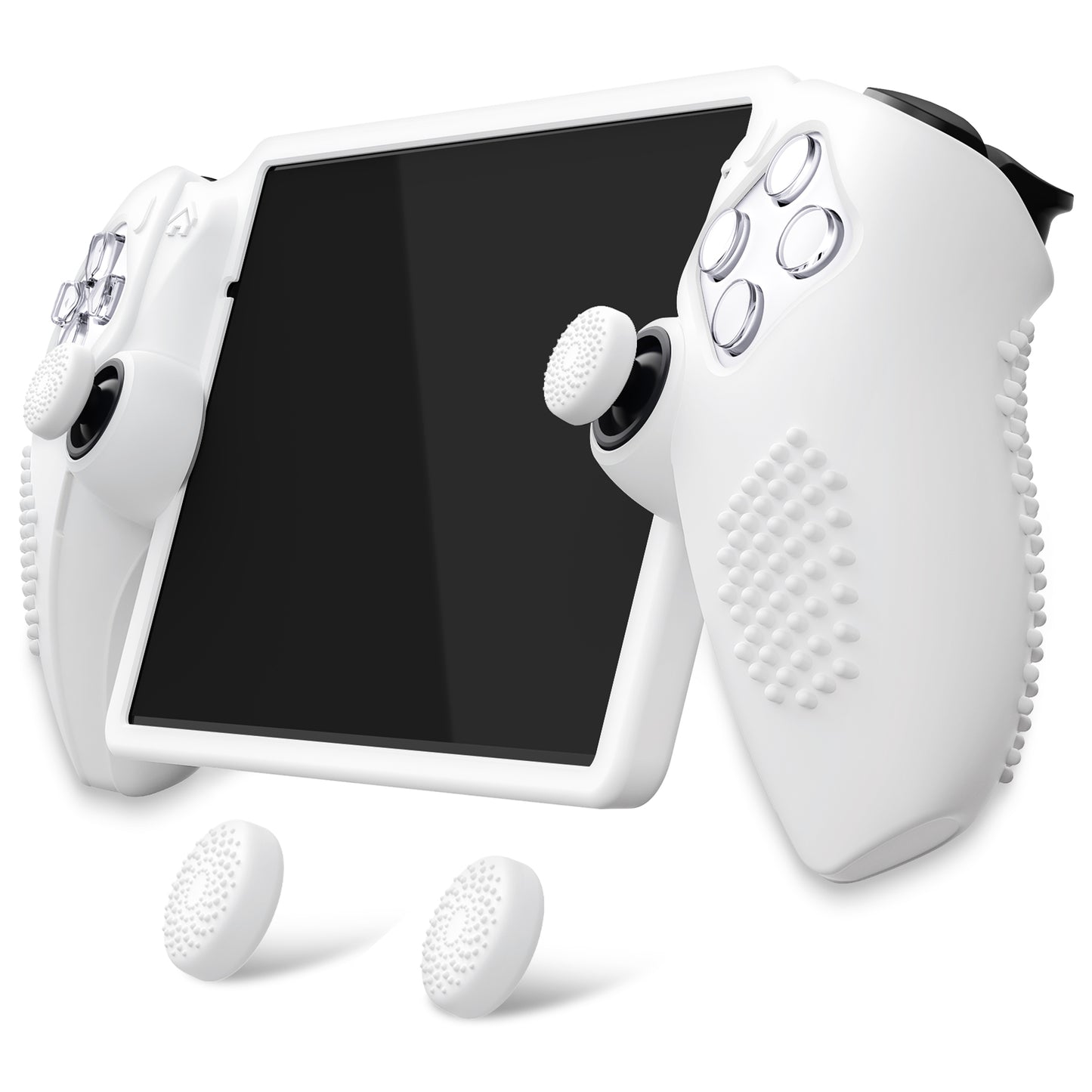 PlayVital 3D スタッドエディション 滑り止めシリコン保護ケース サムグリップ付き PS Portal リモート プレーヤー用【ホワイト】