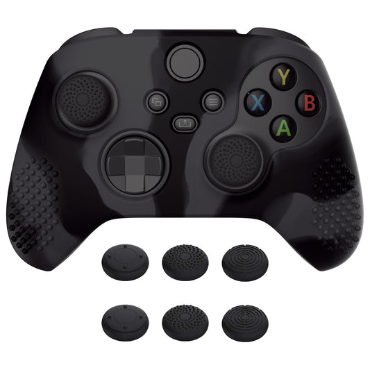 PlayVital 3D スタッドエディション 滑り止めシリコンカバースキン サムグリップキャップ付き Xbox Series X/S コントローラー & Xbox Core ワイヤレスコントローラー用【ダークグレー & ブラック】