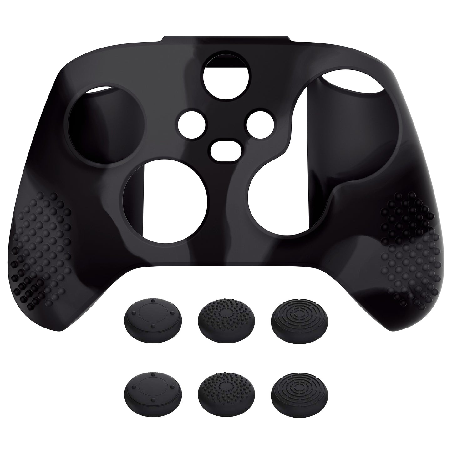 PlayVital 3D スタッドエディション 滑り止めシリコンカバースキン サムグリップキャップ付き Xbox Series X/S コントローラー & Xbox Core ワイヤレスコントローラー用【ダークグレー & ブラック】