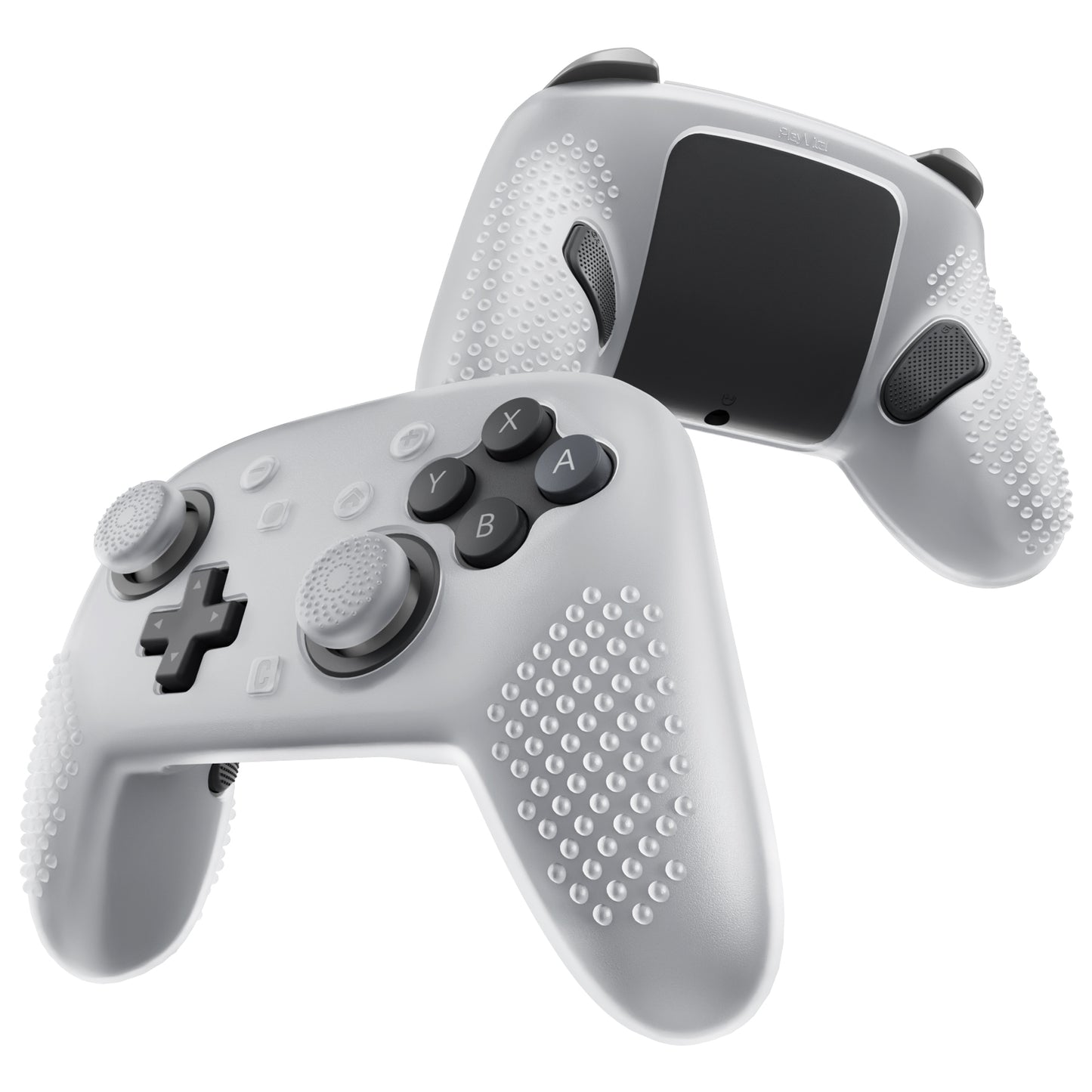 PlayVital 3D スタッズエディション シリコンカバースキン Nintendo Switch 2 Proコントローラー用 背面ボタンキャップ・サムグリップ付き 滑り止めグリッププロテクターケース【クリアホワイト】