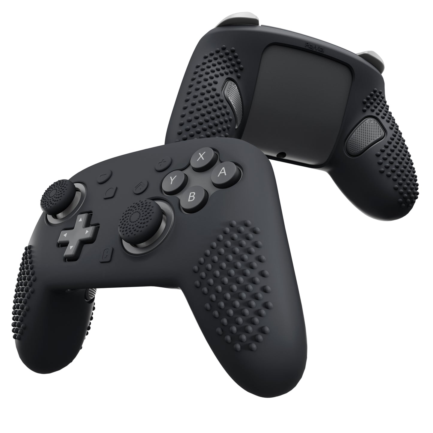 PlayVital 3D スタッズエディション シリコンカバースキン Nintendo Switch 2 Proコントローラー用 背面ボタンキャップ・サムグリップ・ステッカー付き 滑り止めグリッププロテクターケース【ブラック】