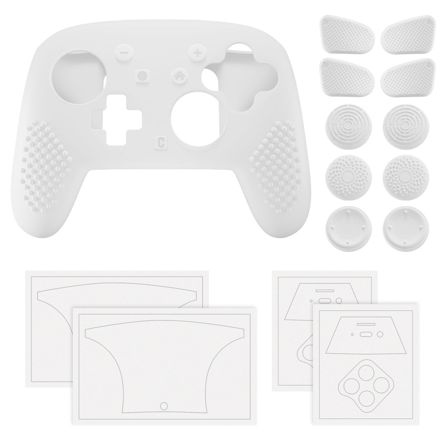 PlayVital 3D スタッズエディション シリコンカバースキン Nintendo Switch 2 Proコントローラー用 背面ボタンキャップ・サムグリップ・ステッカー付き 滑り止めグリッププロテクターケース【ホワイト】
