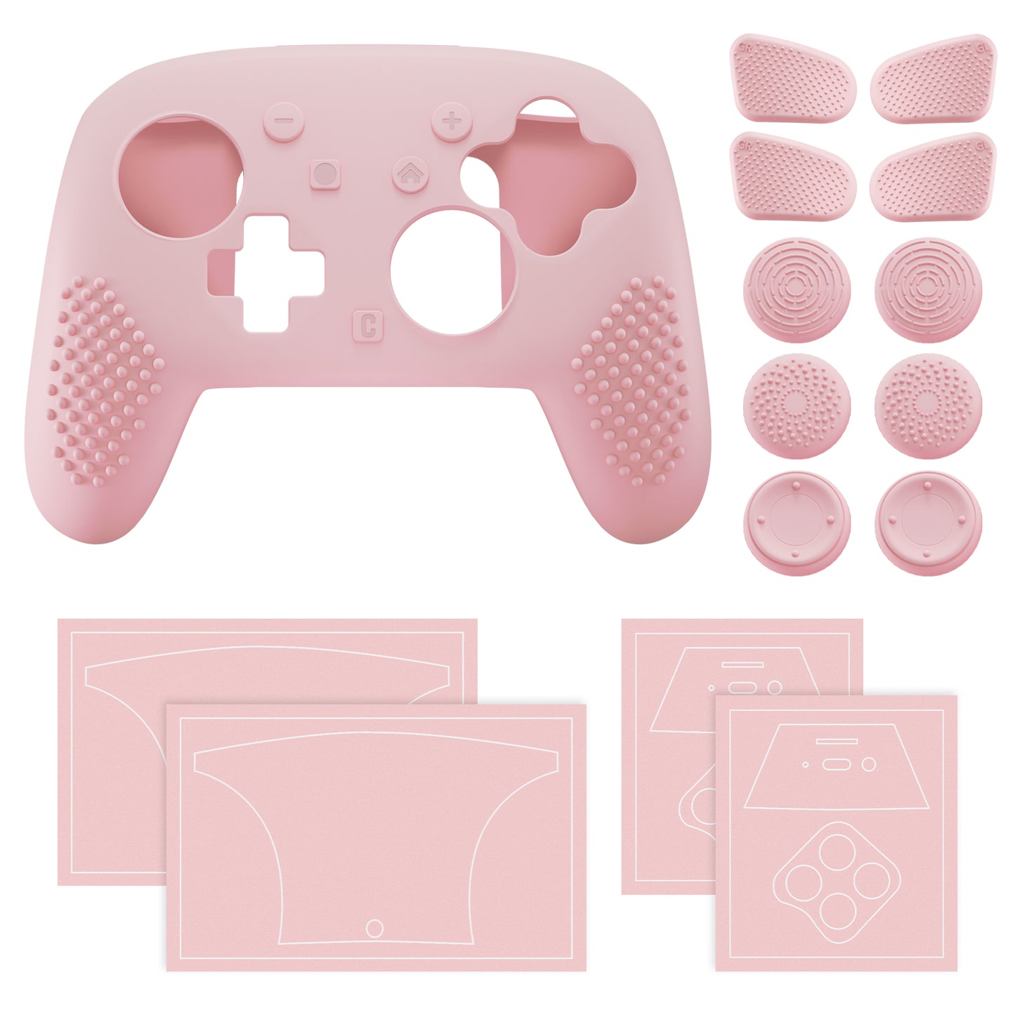 PlayVital 3D スタッズエディション シリコンカバースキン Nintendo Switch 2 Proコントローラー用 背面ボタンキャップ・サムグリップ・ステッカー付き 滑り止めグリッププロテクターケース【桜ピンク】