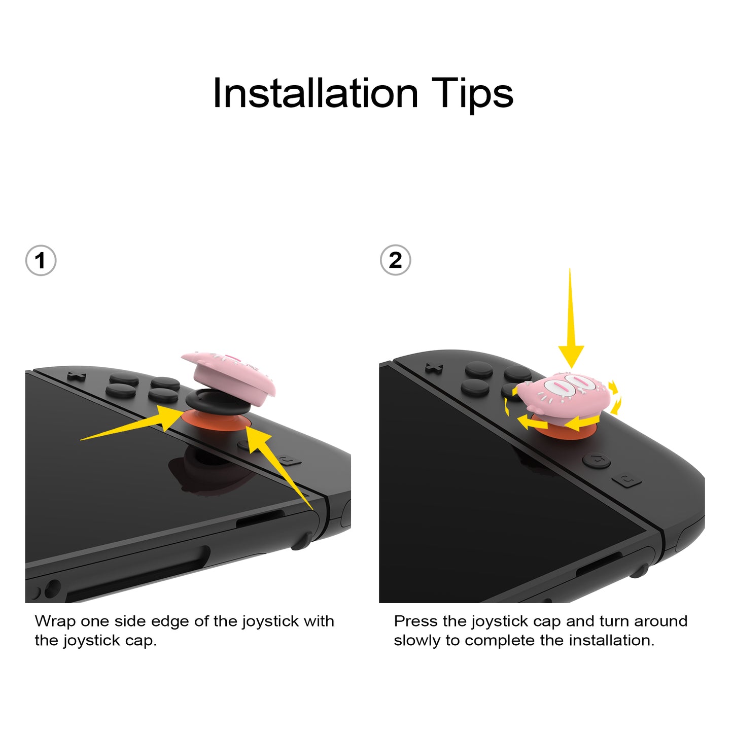 PlayVital Switch 2(2025年新モデル)対応 親指グリップキャップ 4個セット かわいいシリコン製スティックカバー Joycon用 耐久性ある 【ムーンライト猫】