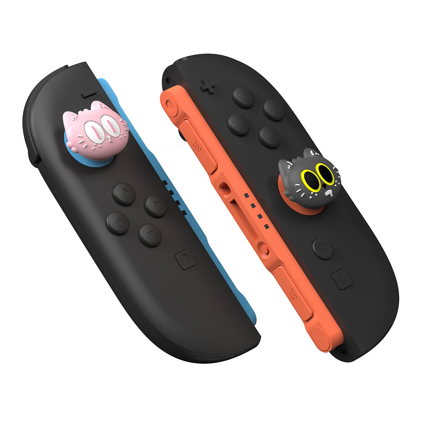 PlayVital Switch 2(2025年新モデル)対応 親指グリップキャップ 4個セット かわいいシリコン製スティックカバー Joycon用 耐久性ある 【ムーンライト猫】