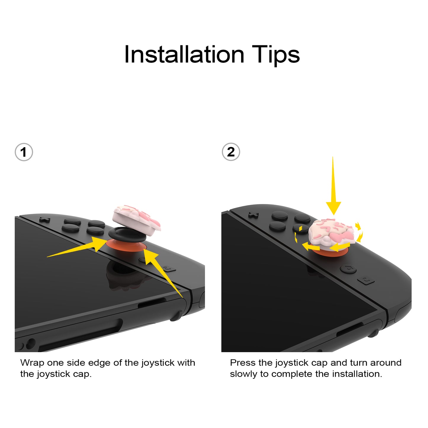 PlayVital Switch 2(2025年新モデル)対応 親指グリップキャップ 4個セット かわいいシリコン製スティックカバー Joycon用 耐久性ある 【ふわリボンひつじ】