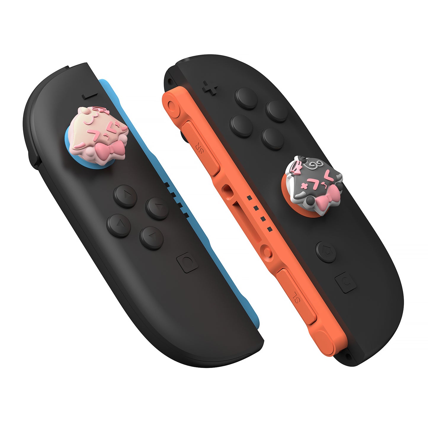 PlayVital Switch 2(2025年新モデル)対応 親指グリップキャップ 4個セット かわいいシリコン製スティックカバー Joycon用 耐久性ある 【ふわリボンひつじ】