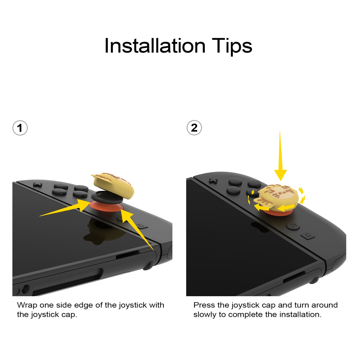 PlayVital Switch 2(2025年新モデル)対応 親指グリップキャップ 4個セット かわいいシリコン製スティックカバー Joycon用 耐久性ある 【鯛焼きや魚の着ぐるみ猫】