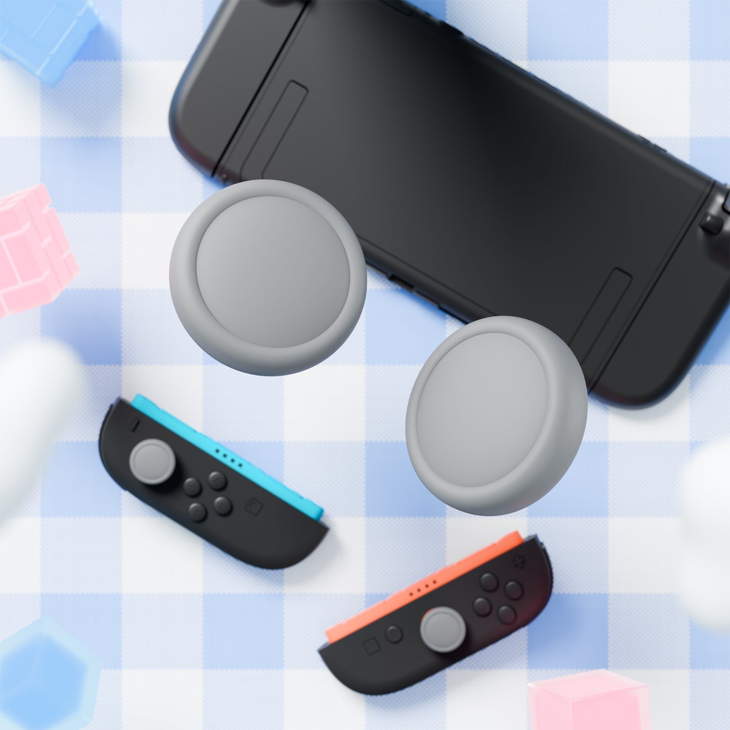 PlayVital 2025年新型Switch 2対応用親指グリップキャップ 4個セットジョイコン対応シリコン素材 快適フィット 滑り止めスティックカバー【グレー】