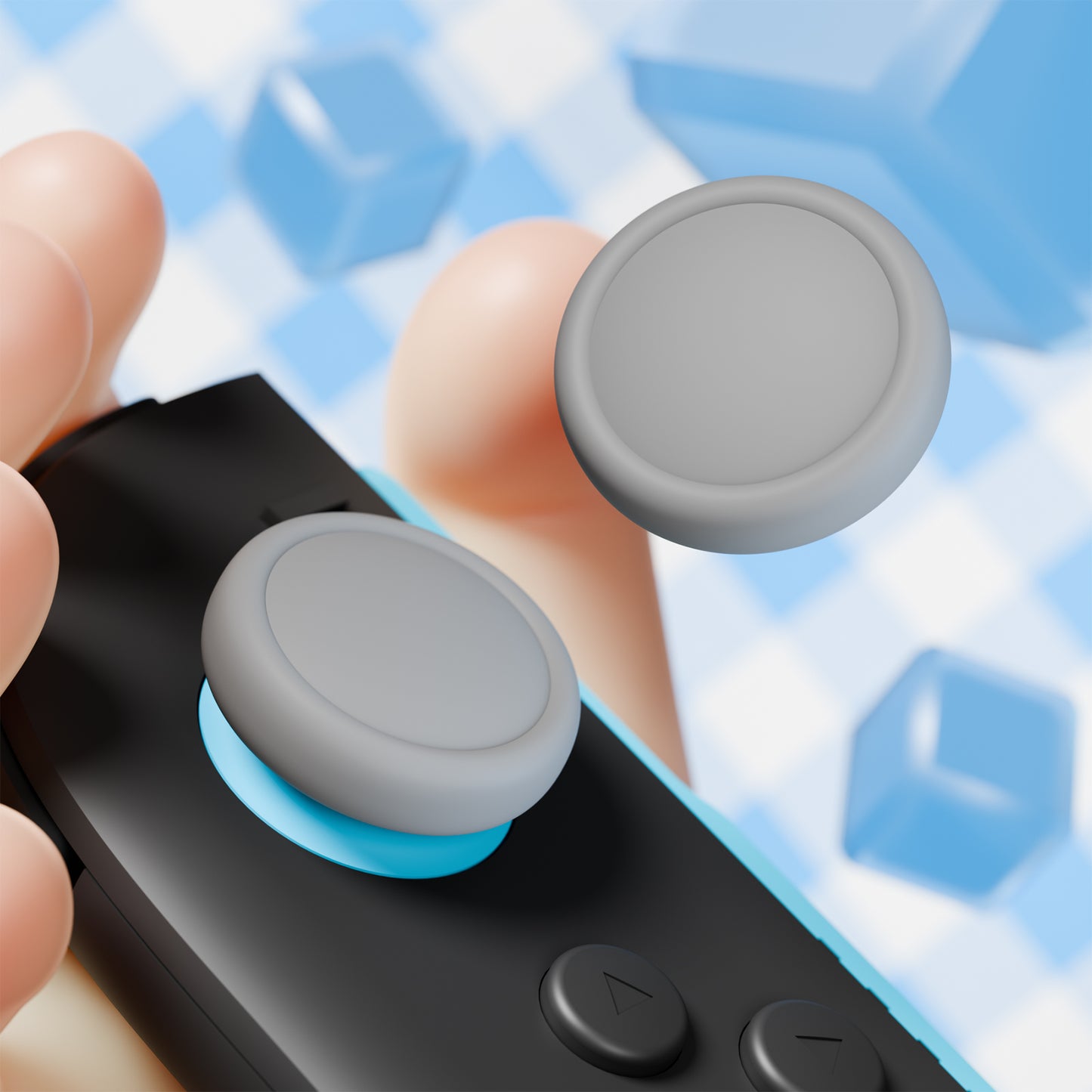 PlayVital 2025年新型Switch 2対応用親指グリップキャップ 4個セットジョイコン対応シリコン素材 快適フィット 滑り止めスティックカバー【グレー】