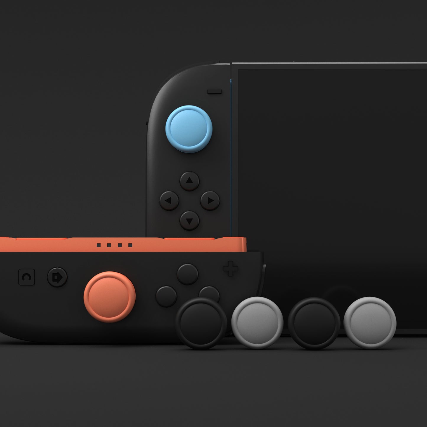 PlayVital 2025年新モデルSwitch 2対応用親指グリップキャップ 8個セット シリコン素材快適なジョイコン対応保護キャップ 滑り止め 【ブラック&グレー&ブルー&オレンジ】