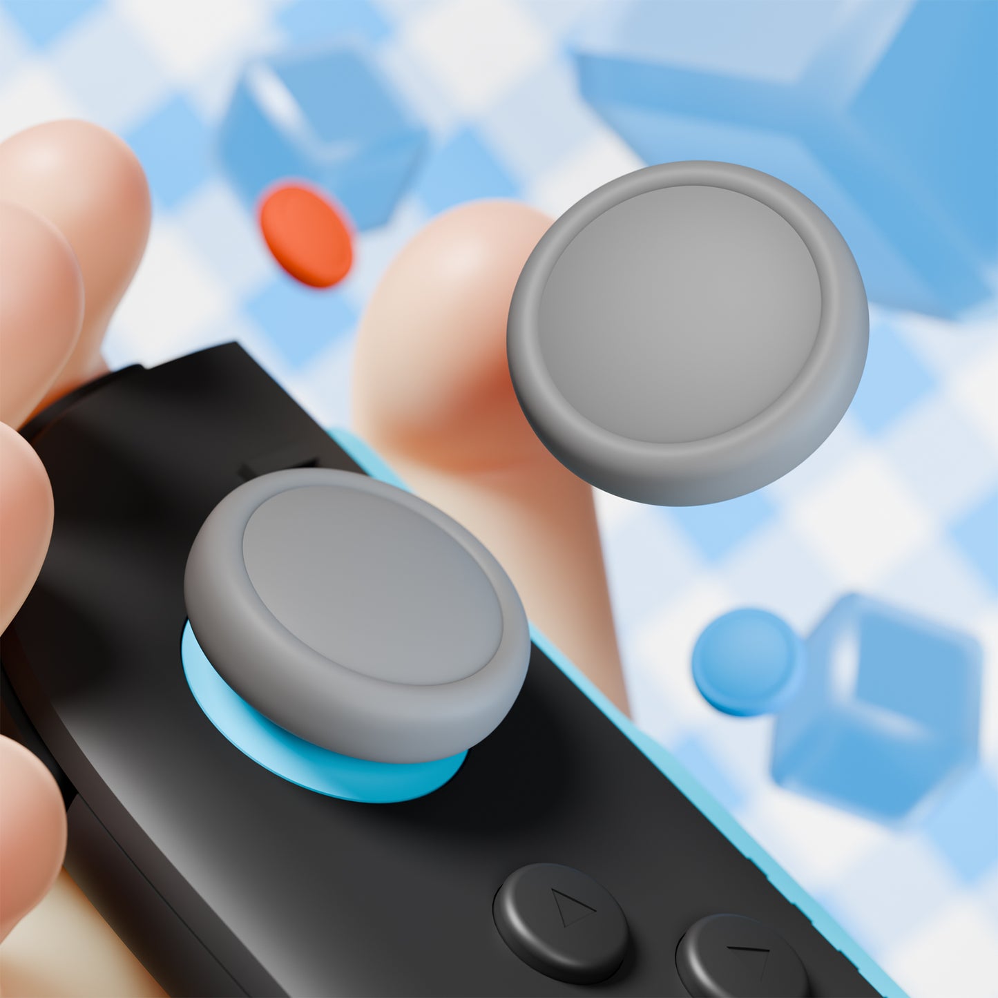 PlayVital 2025年新モデルSwitch 2対応用親指グリップキャップ 8個セット シリコン素材快適なジョイコン対応保護キャップ 滑り止め 【ブラック&グレー&ブルー&オレンジ】