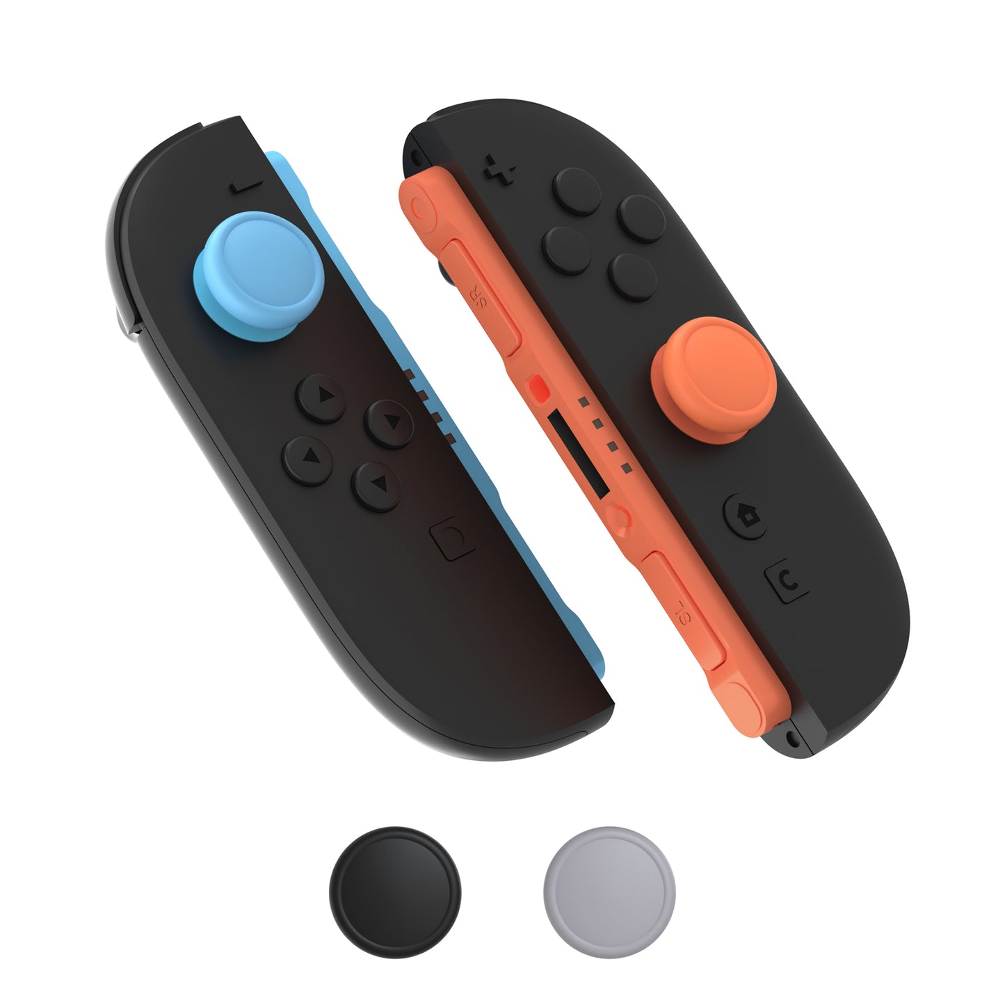 PlayVital 2025年新モデルSwitch 2対応用親指グリップキャップ 8個セット シリコン素材快適なジョイコン対応保護キャップ 滑り止め 【ブラック&グレー&ブルー&オレンジ】