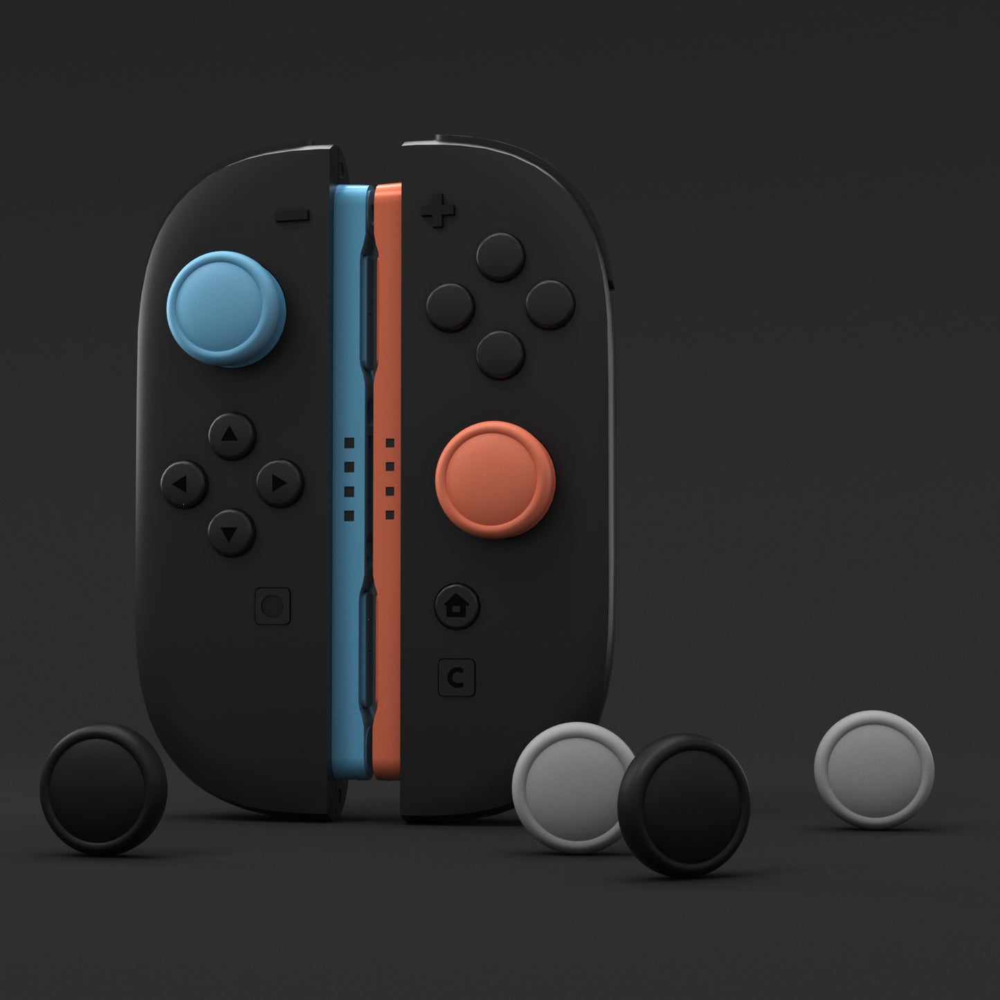 PlayVital 2025年新モデルSwitch 2対応用親指グリップキャップ 8個セット シリコン素材快適なジョイコン対応保護キャップ 滑り止め 【ブラック&グレー&ブルー&オレンジ】