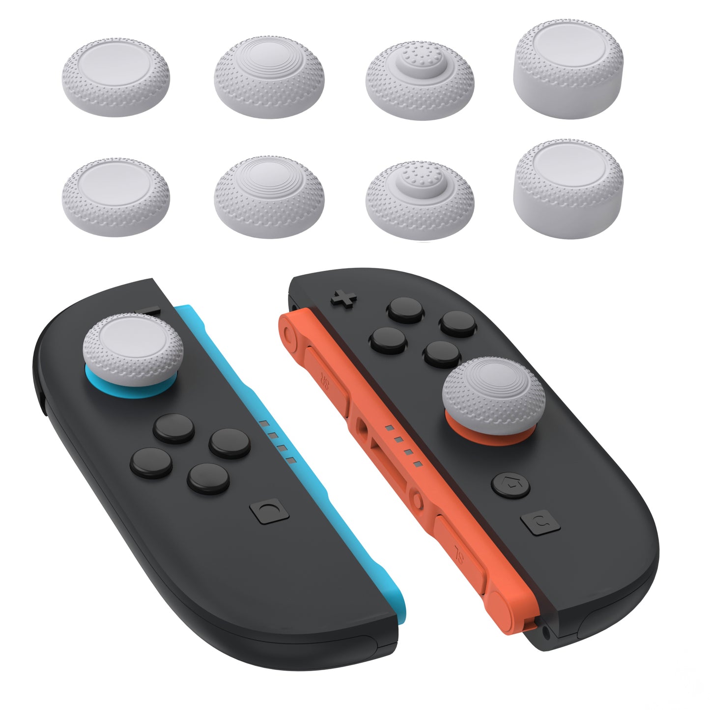 PlayVital 2025年新型Switch 2対応用親指グリップキャップ 8個セットプロ仕様 高耐久性 滑り止めスティックカバー Switch 2ジョイコン用エイム精度向上スティックキャップ 【グレー】