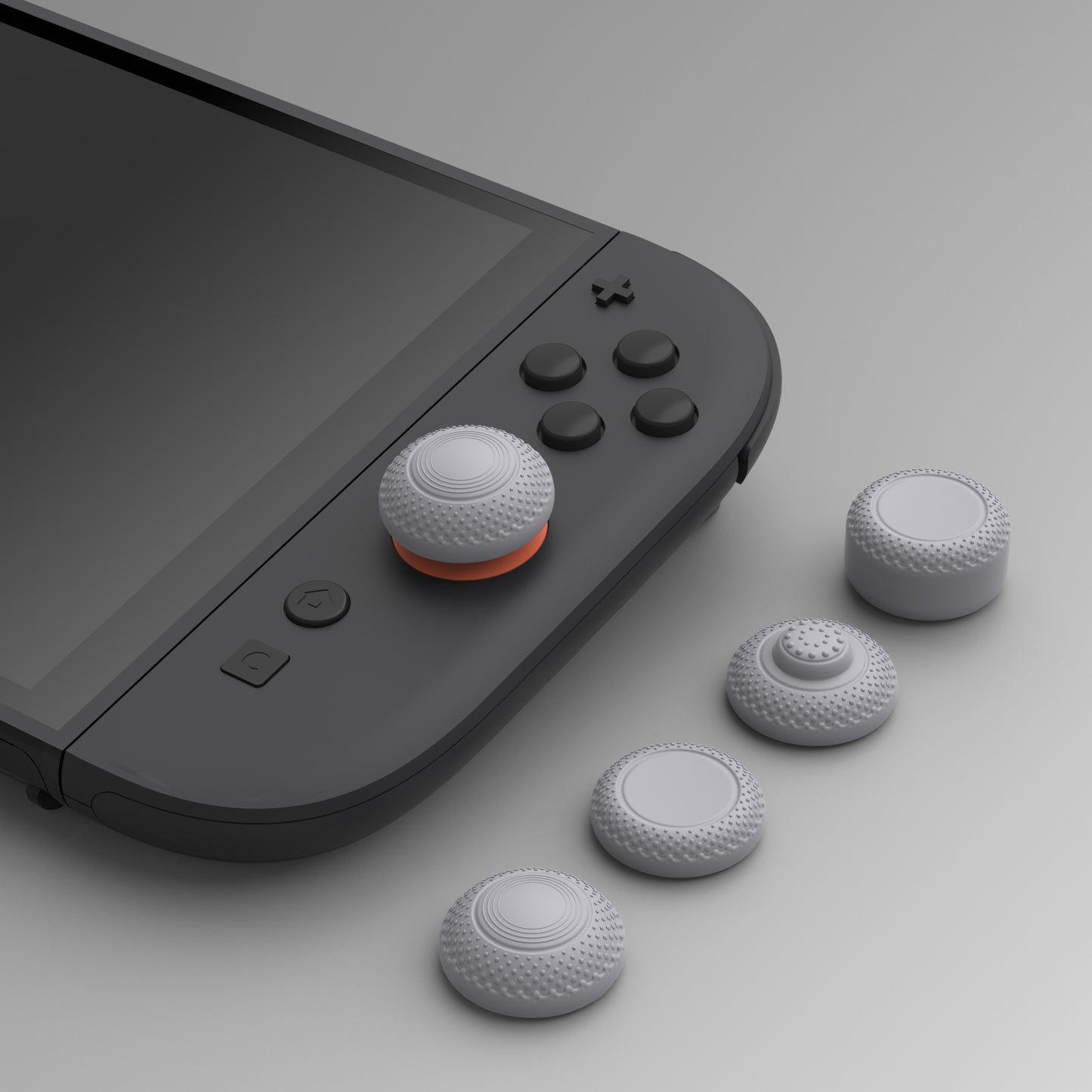 PlayVital 2025年新型Switch 2対応用親指グリップキャップ 8個セットプロ仕様 高耐久性 滑り止めスティックカバー Switch 2ジョイコン用エイム精度向上スティックキャップ 【グレー】