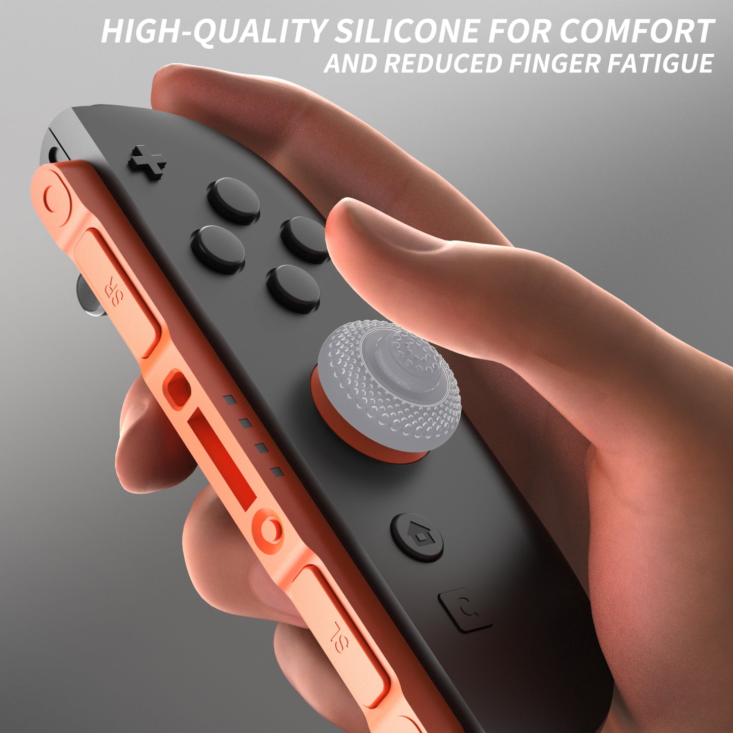 PlayVital 2025年新型Switch 2対応用親指グリップキャップ 8個セットプロ仕様 高耐久性 滑り止めスティックカバー Switch 2ジョイコン用エイム精度向上スティックキャップ 【グレー】