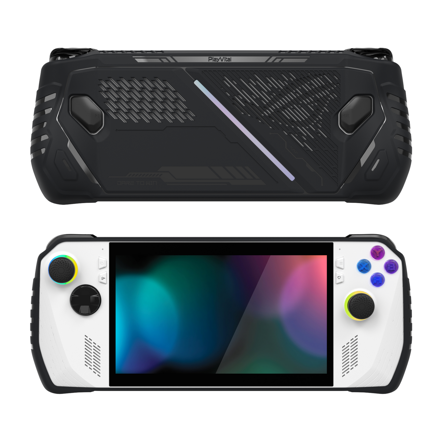 PlayVital ABSOLUTE TPU保護ケース for ROG Ally – ジョイスティックキャップ付き すべり止めグリップカバー【ブラック】