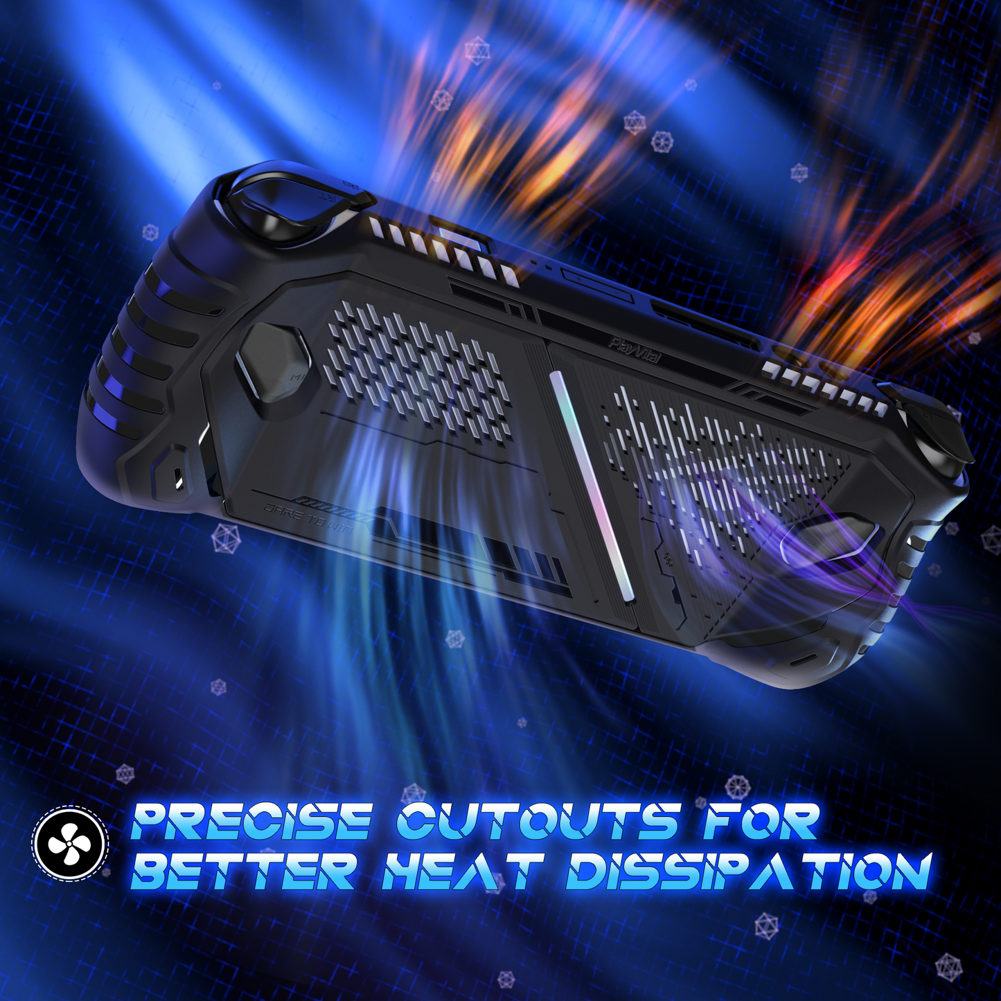 PlayVital ABSOLUTE TPU保護ケース for ROG Ally – ジョイスティックキャップ付き すべり止めグリップカバー【ブラック】
