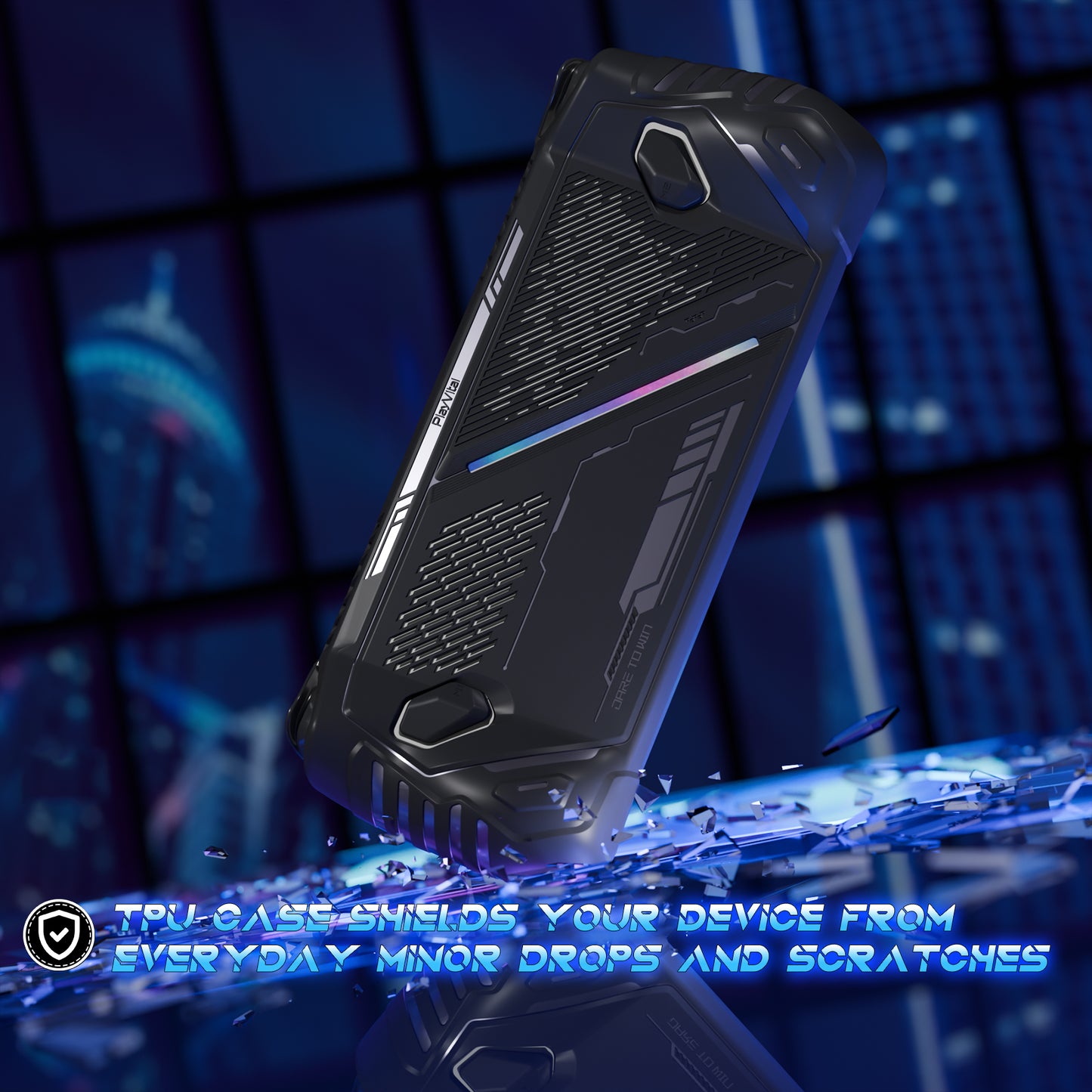 PlayVital ABSOLUTE TPU保護ケース for ROG Ally – ジョイスティックキャップ付き すべり止めグリップカバー【ブラック】