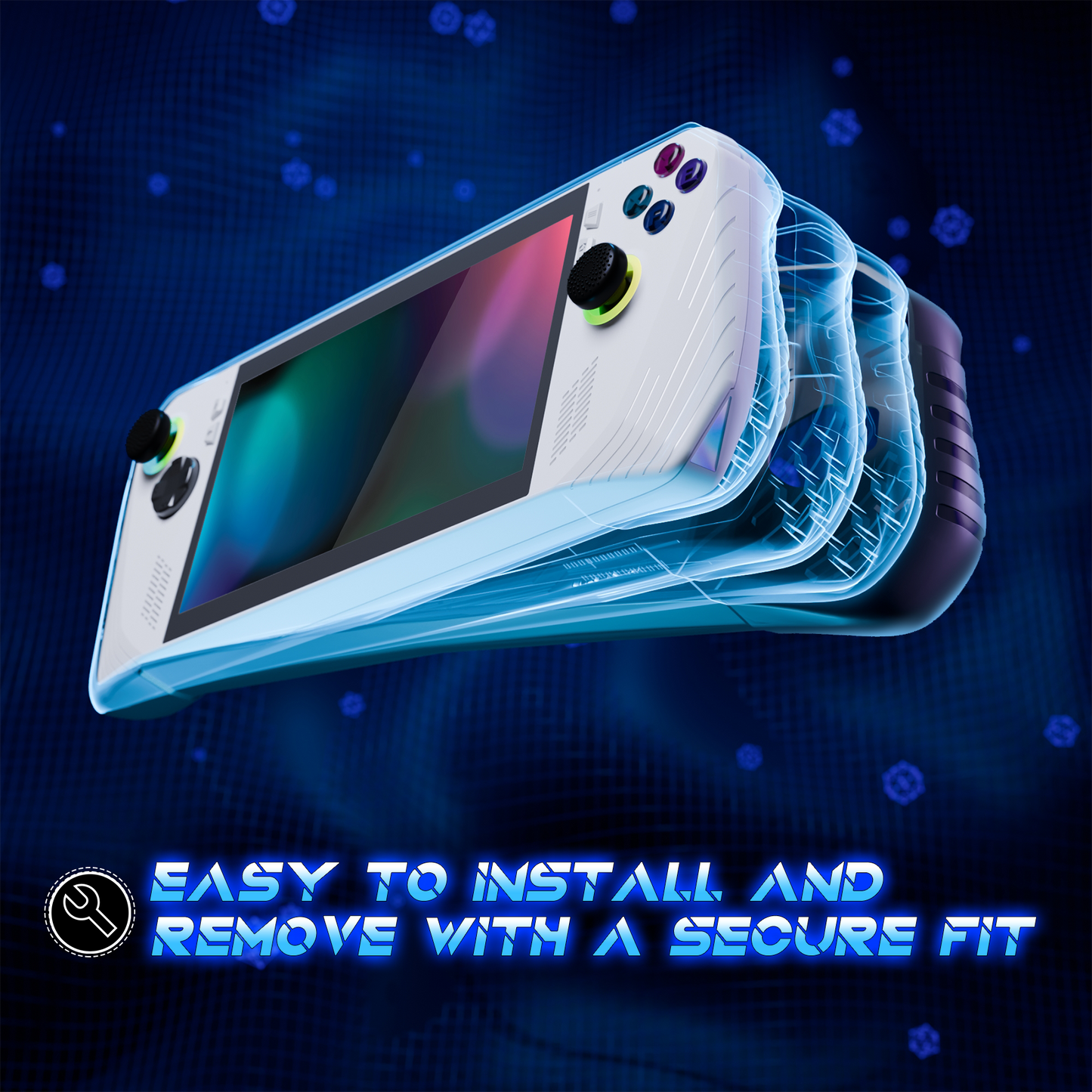 PlayVital ABSOLUTE TPU保護ケース for ROG Ally – ジョイスティックキャップ付き すべり止めグリップカバー【ブラック】