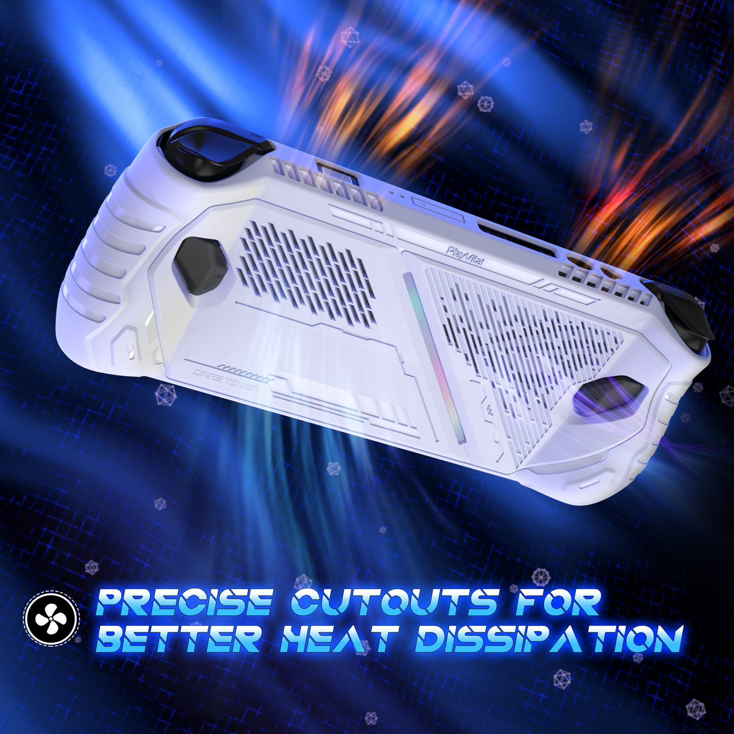 PlayVital ABSOLUTE TPU保護ケース for ROG Ally – ジョイスティックキャップ付き すべり止めグリップカバー【ホワイト】