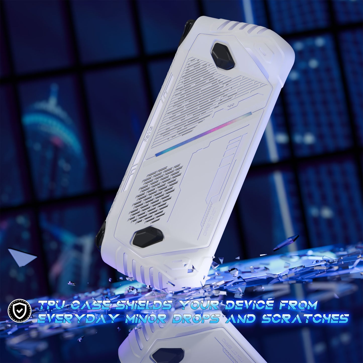 PlayVital ABSOLUTE TPU保護ケース for ROG Ally – ジョイスティックキャップ付き すべり止めグリップカバー【ホワイト】