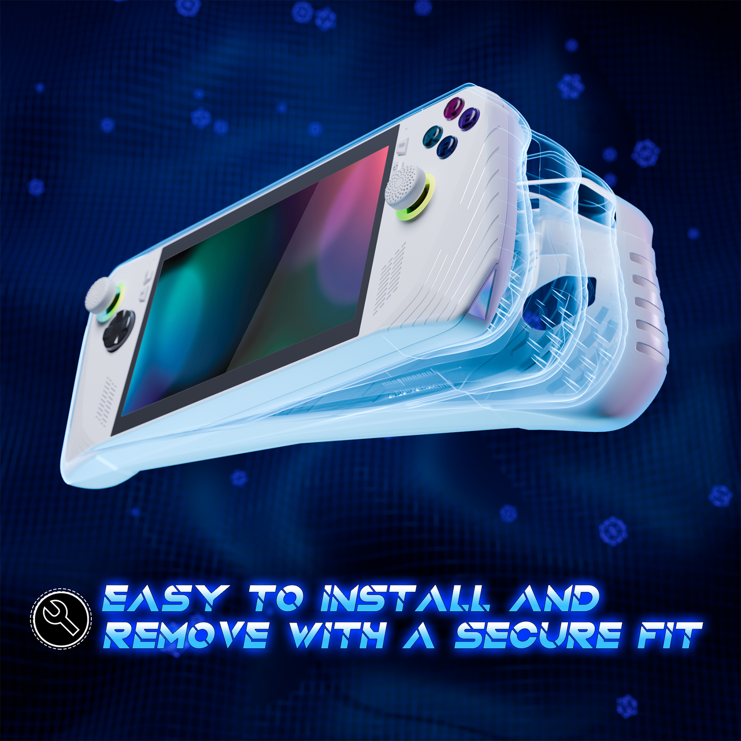 PlayVital ABSOLUTE TPU保護ケース for ROG Ally – ジョイスティックキャップ付き すべり止めグリップカバー【ホワイト】