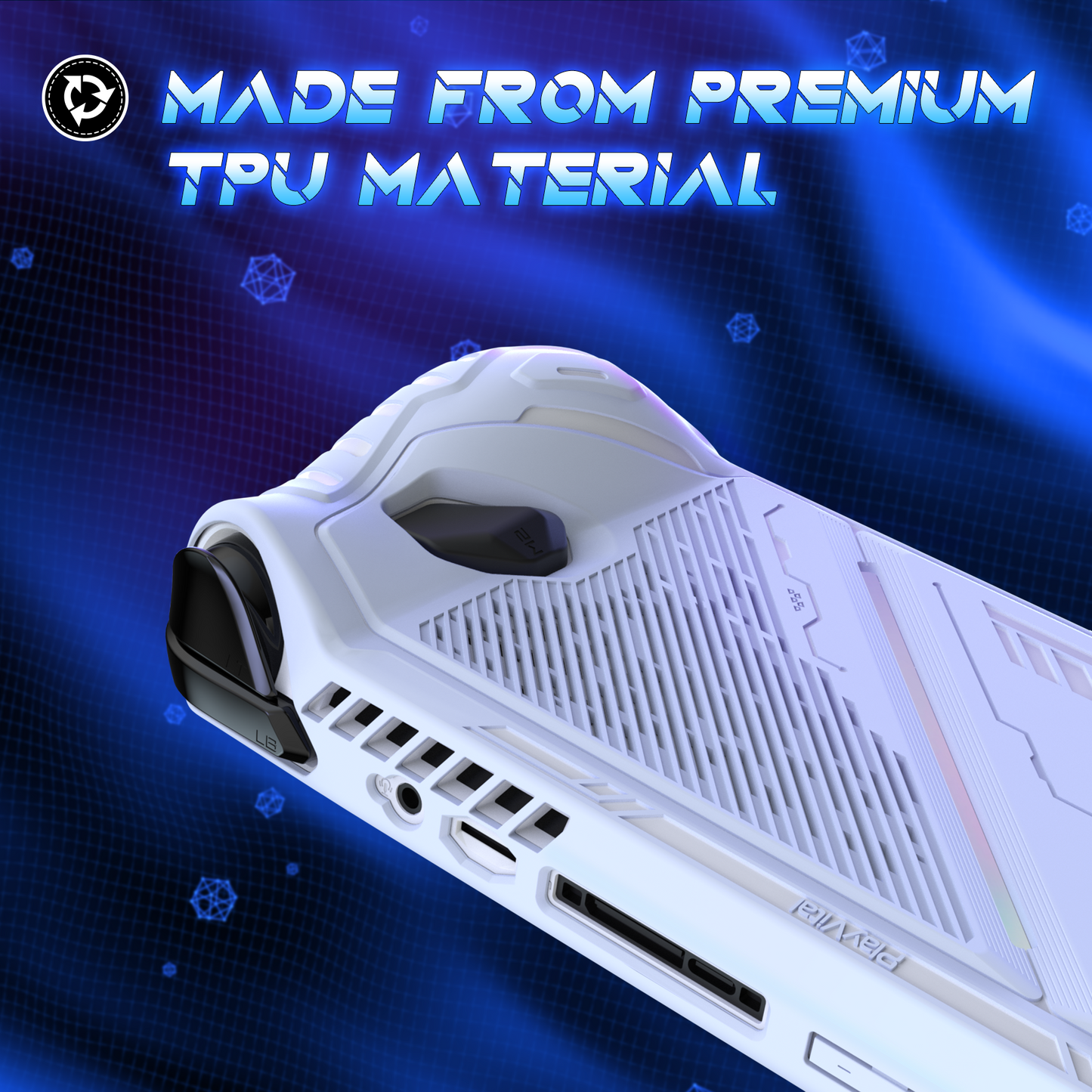 PlayVital ABSOLUTE TPU保護ケース for ROG Ally – ジョイスティックキャップ付き すべり止めグリップカバー【ホワイト】