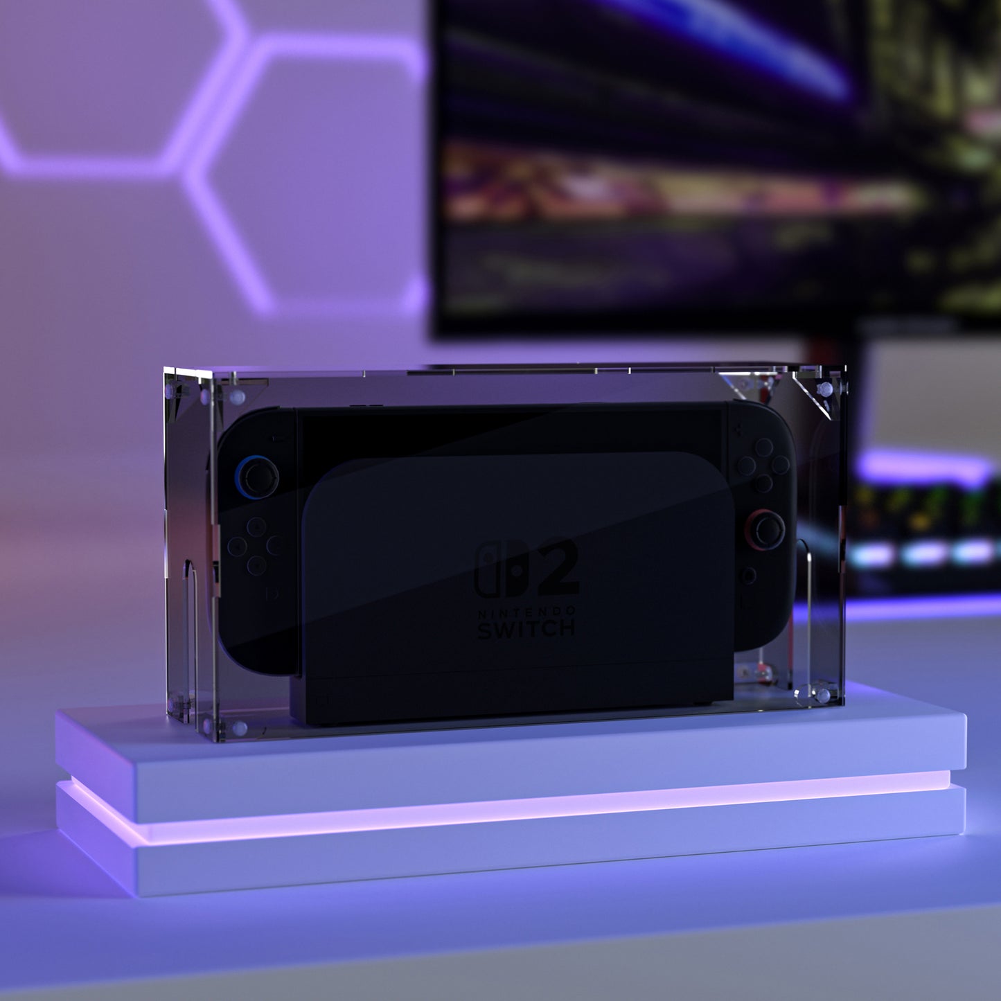 PlayVital ハイクリア アクリル製 保護ボックスケース for Nintendo Switch 2(2025) 組立式 防水 防塵 耐衝撃 スイッチ2本体&ドック対応【クリアブラック】