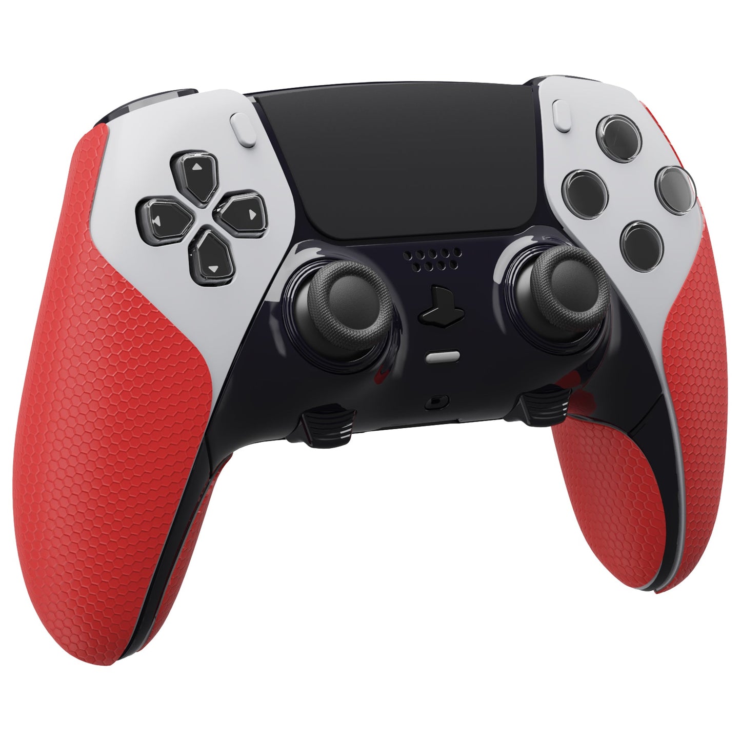 PlayVital プロフェッショナル テクスチャード 滑り止め 汗吸収性 コントローラー グリップ PS5 Edge ワイヤレス コントローラー用【レッド】
