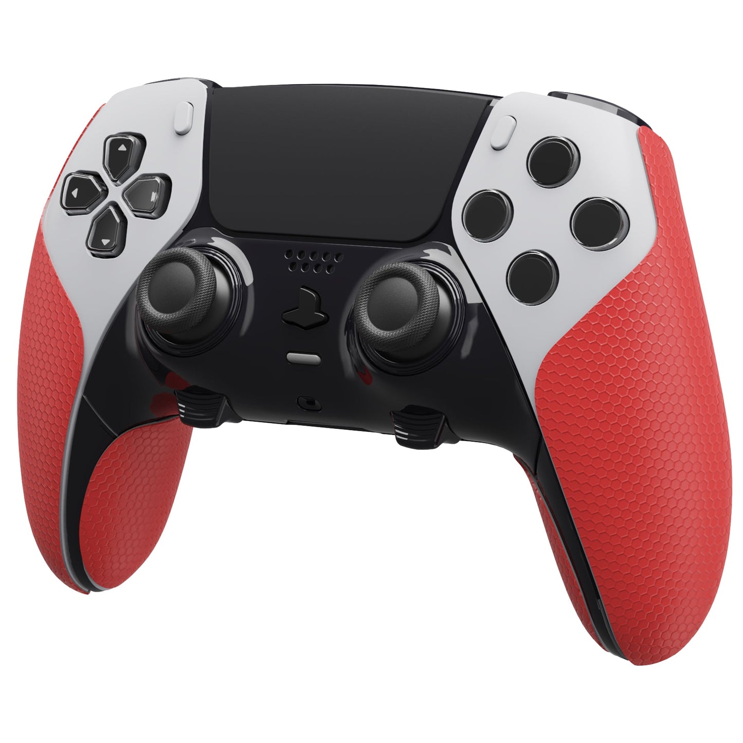 PlayVital プロフェッショナル テクスチャード 滑り止め 汗吸収性 コントローラー グリップ PS5 Edge ワイヤレス コントローラー用【レッド】