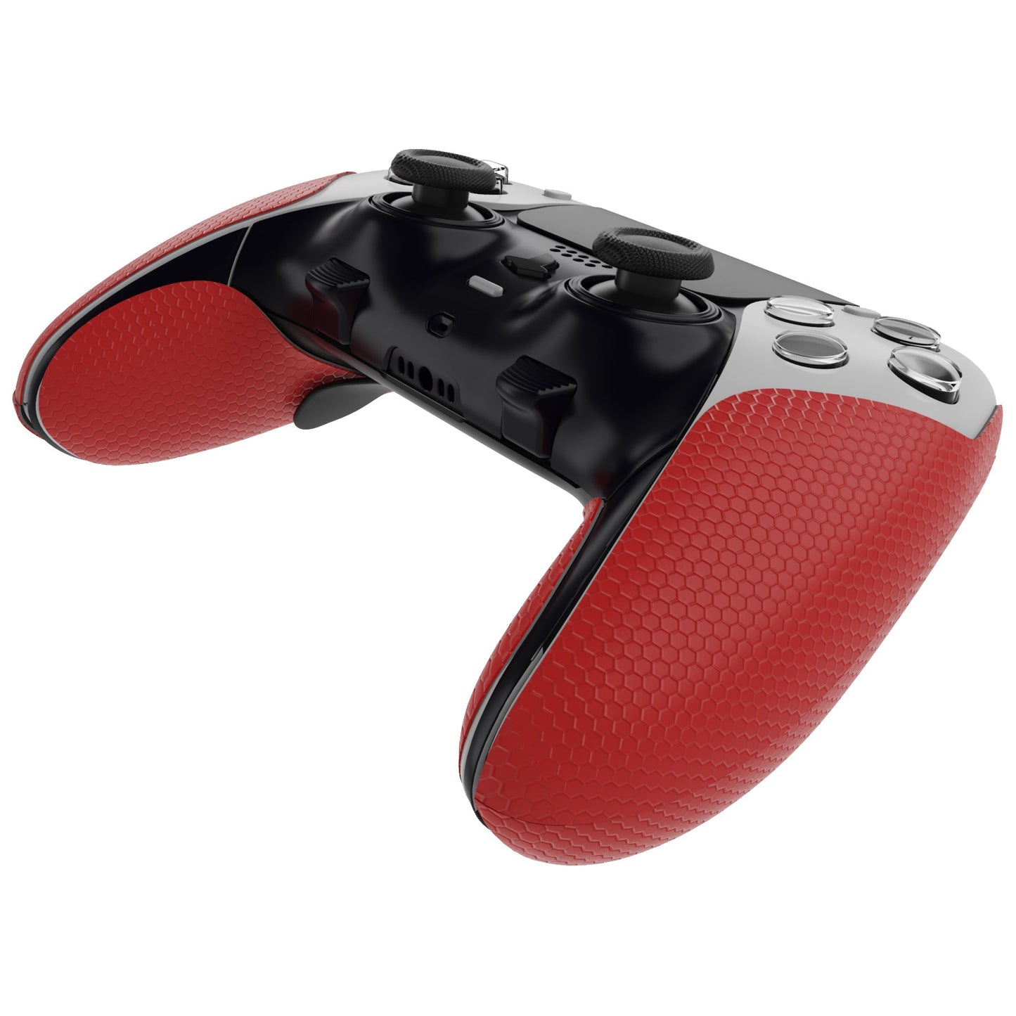 PlayVital プロフェッショナル テクスチャード 滑り止め 汗吸収性 コントローラー グリップ PS5 Edge ワイヤレス コントローラー用【レッド】